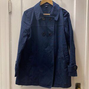 Vintage GAP Navy Trench Coat Women’s Large Classic Double Breasted Jacket